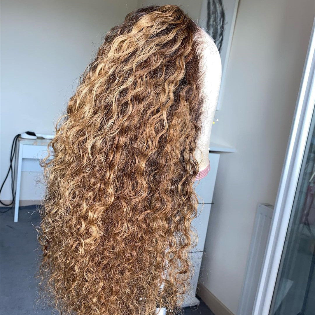 Blond Ombre Color Real Human Hair Lace Wigs