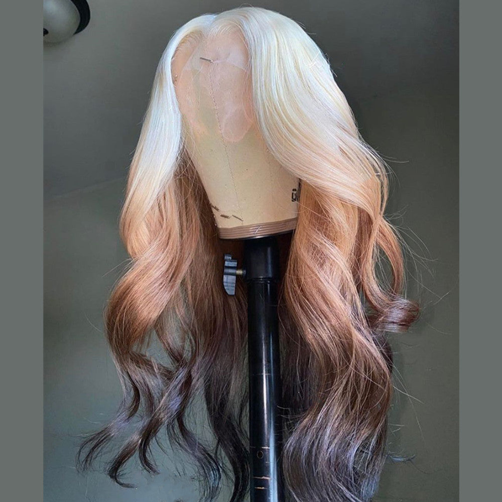 Real Hair Lace Wig Blonde With Brown Ombre