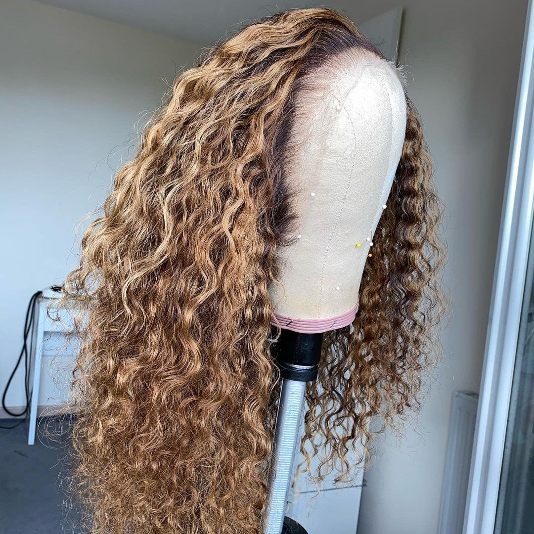 Blond Ombre Color Real Human Hair Lace Wigs