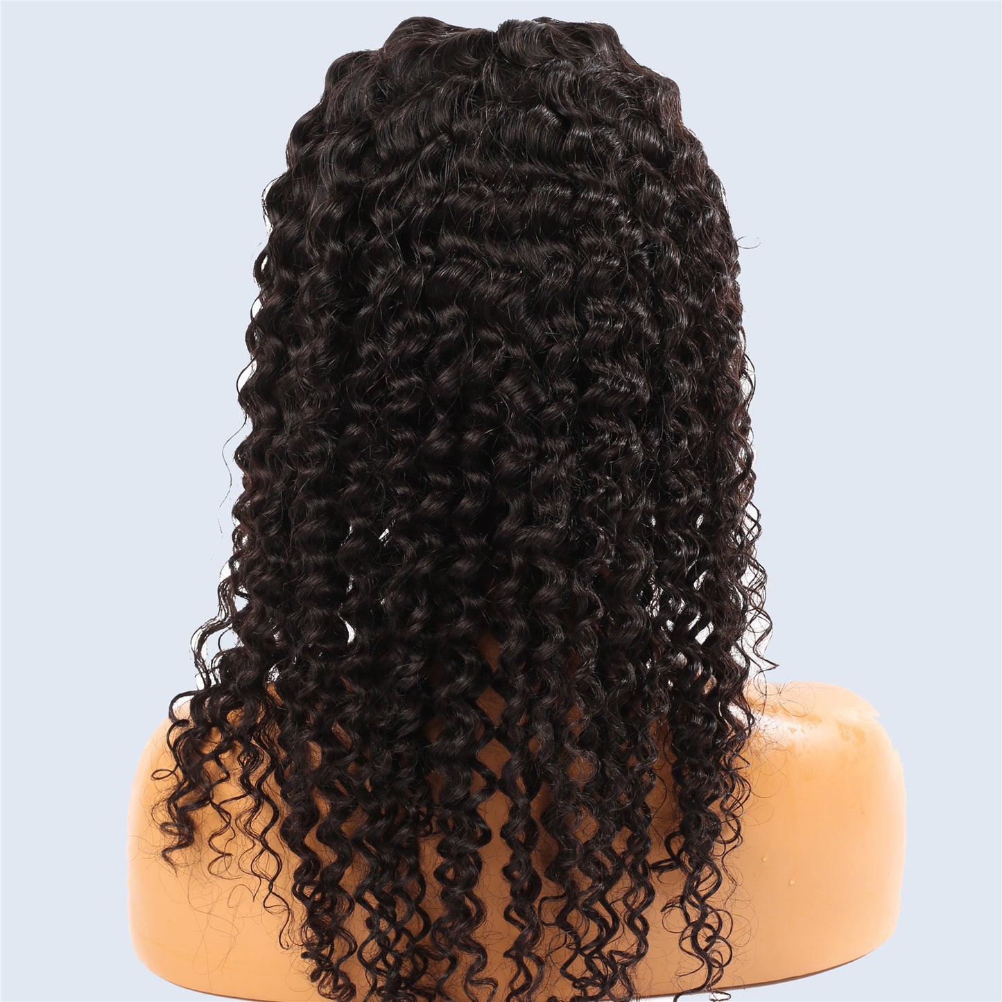 Real Human Hair Full Lace Wigs Black Color Deep Wave