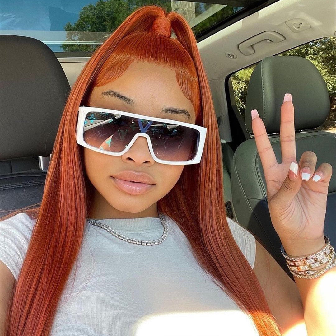 Real Hair Lace Wig Ginger Straight Style