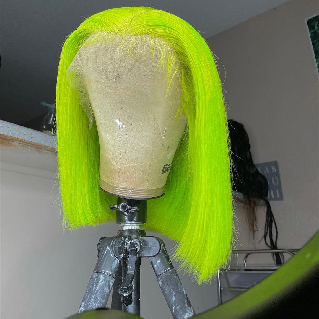 Green Color Lace Front Bob Wigs