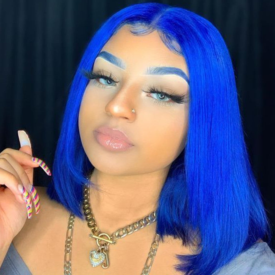 Royal Blue Lace Bob Wigs