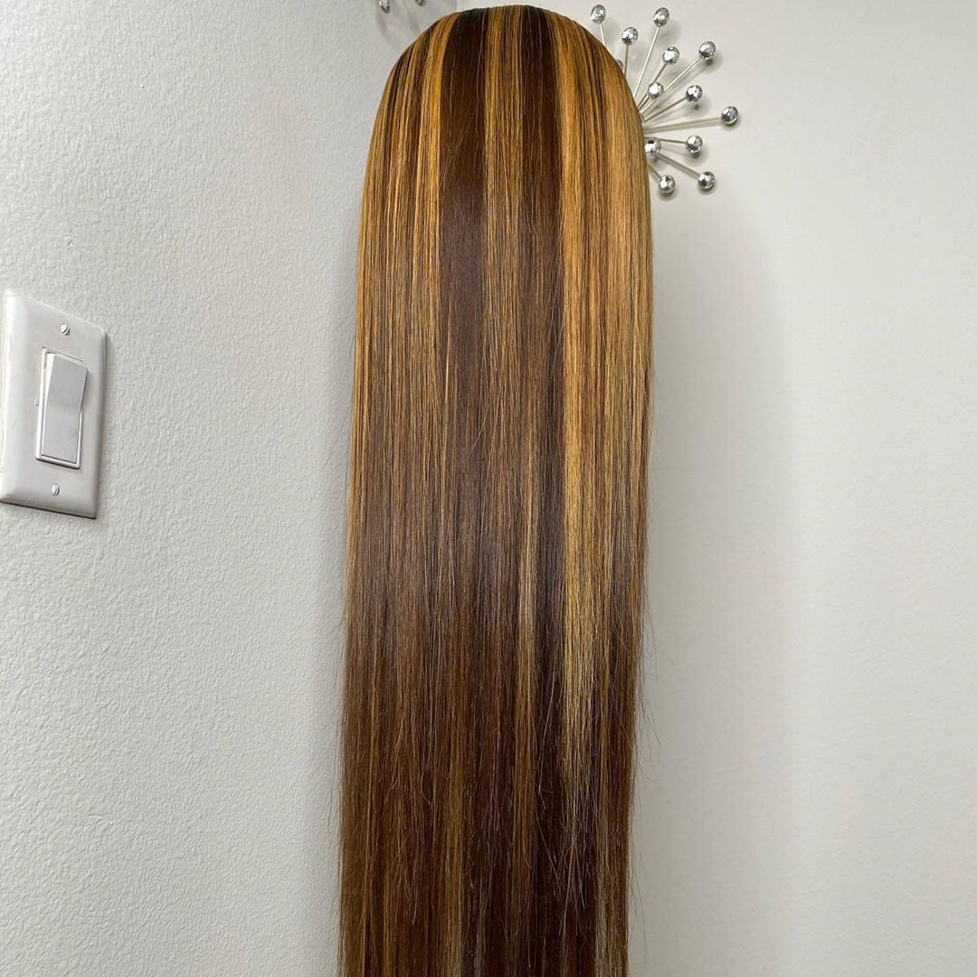 Blond Highlight Real Human Hair Lace Wig
