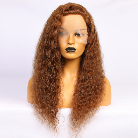 Real Human Hair Brown Deep Wave Lace Wig