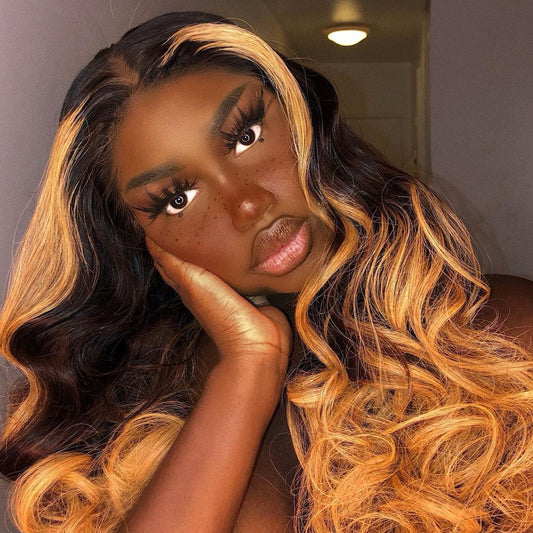 Blond Highlight Real Hair Wigs