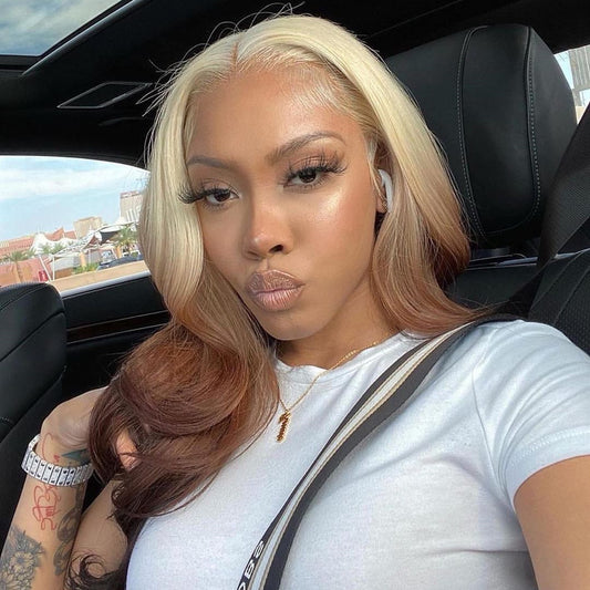 Real Hair Lace Wig Blonde With Brown Ombre