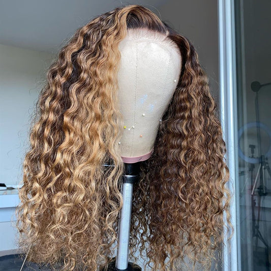 Blond Ombre Color Real Human Hair Lace Wigs