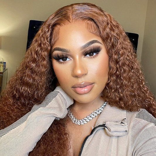 Real Human Hair Brown Deep Wave Lace Wig