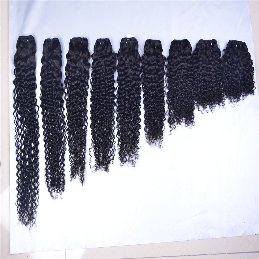 Real Human Hair Bundles Black Color Curly Style