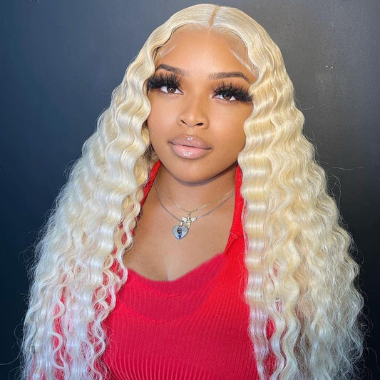 613 Blonde Color Deep Wave Full Lace Wig