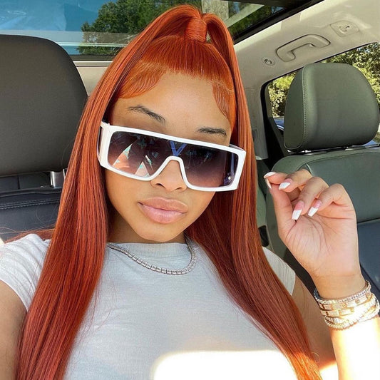 Real Hair Lace Wig Ginger Straight Style