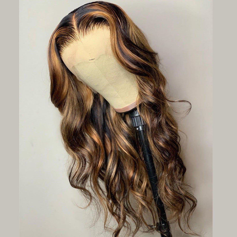 Ombre Highlight Color Real Hair Lace Wigs