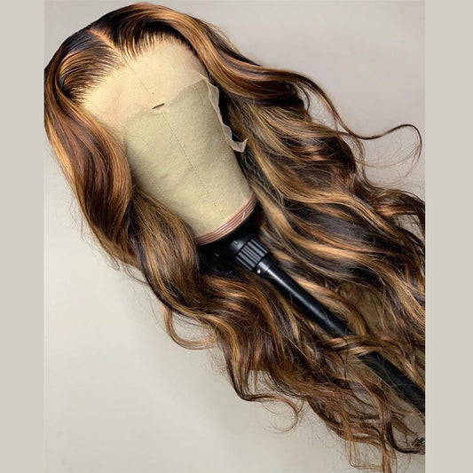 Ombre Highlight Color Real Hair Lace Wigs