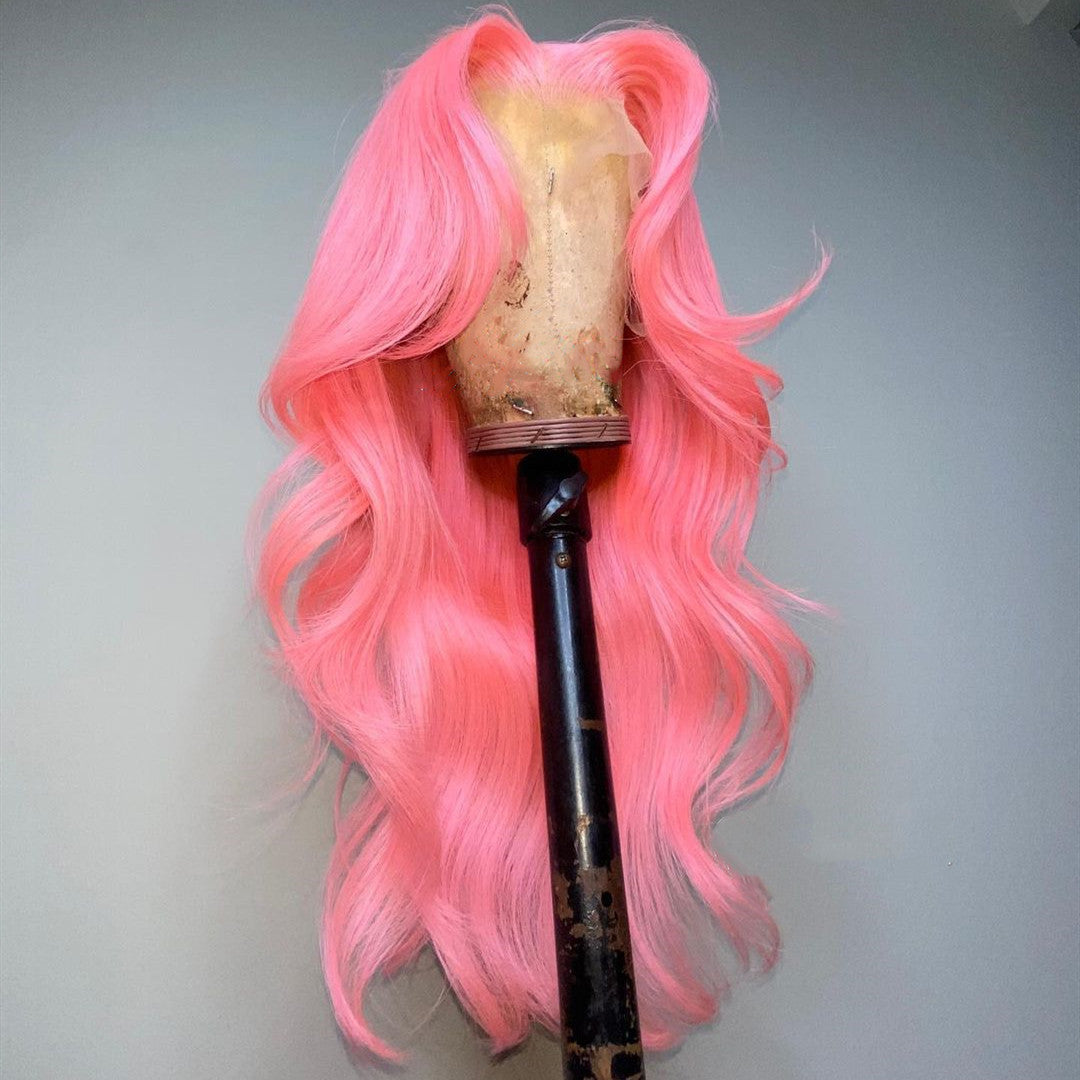 Real Human Hair Wig Pink Color
