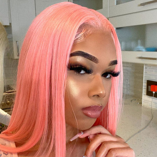 Pink Color Straight Lace Wig