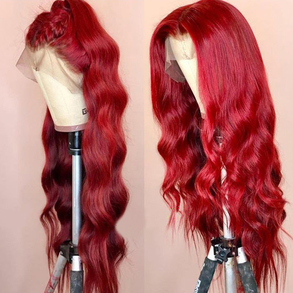 Red Color Real Hair Lace Front Wigs